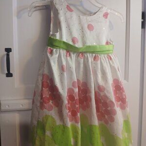 Girls Cute Spring/Summer Dress White Pink and Green Size 5